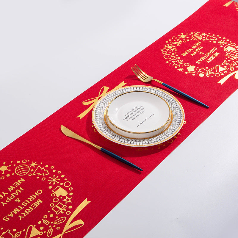 Holiday Table Runner with Elk and Snowman Design