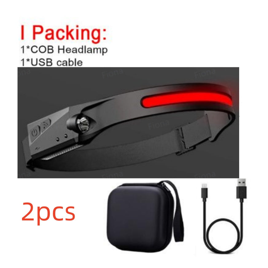 Waterproof COB LED Headlight Flashlight – USB Rechargeable Hands-Free Camping & Hunting Lamp