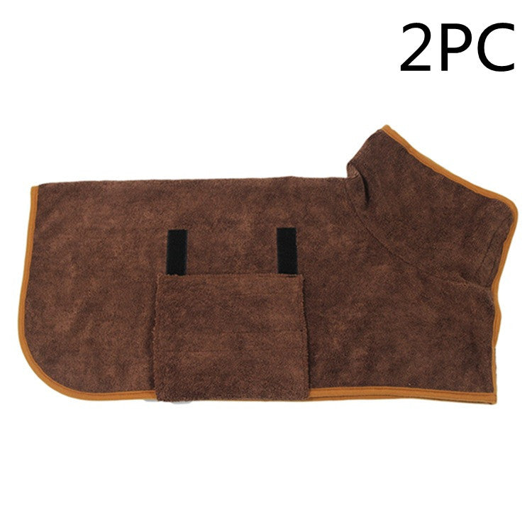 Pet Bath Drying Robe Wrap – Microfiber Absorbent Dog & Cat Towel Coat