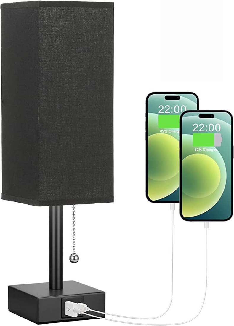 Bedside Table Lamp with 3 Brightness Levels & USB Charging