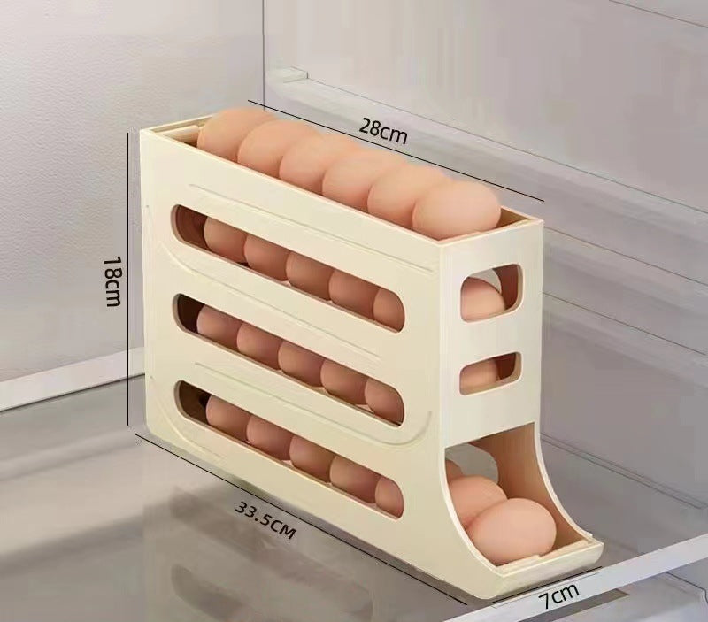 Smart Egg Roller Organizer for Fridge – 4-Layer Automatic Egg Tray | Kitchen Storage Solution
