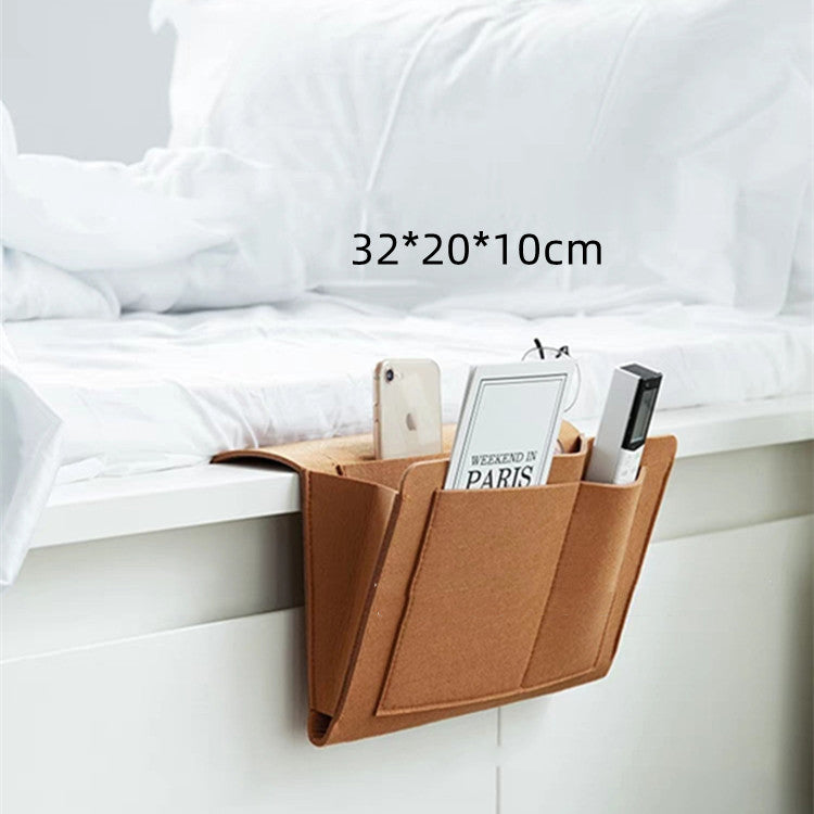 Felt Bedside Storage Organizer Bag – Anti-Slip Bed Hanging Pocket for Bedroom & Sofa Storage