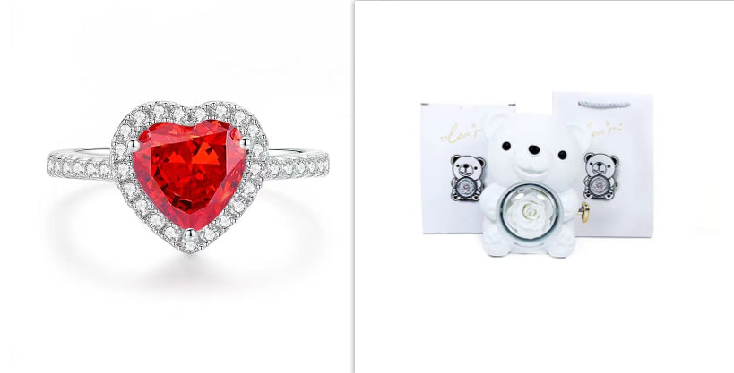 Eternal Flower Teddy Bear Jewelry Box – Romantic Gift for Girlfriend & Wife