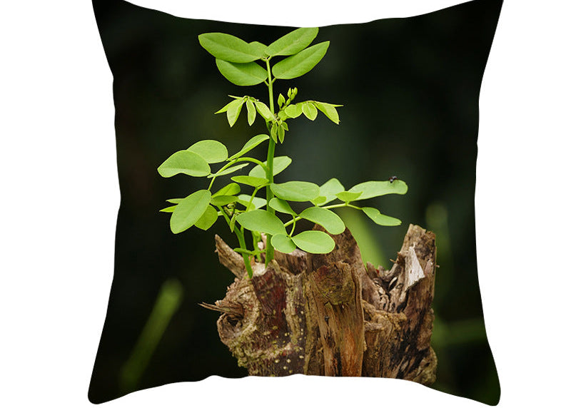 Light Tropical Plants Peach Skin Fleece Pillowcase – Soft Home Decor Cushion Cover