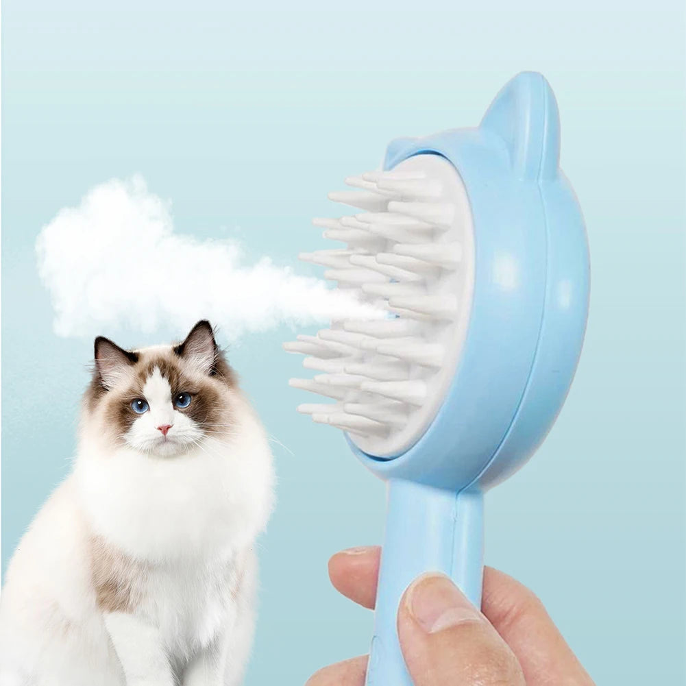 Smart Pet Grooming Brush with Mist – Self Cleaning Dog & Cat Detangling & Deshedding Comb