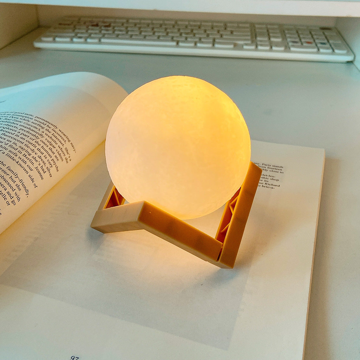 Aesthetic Moon Lamp LED Night Light – 3D Printed Touch Lamp for Room Decor