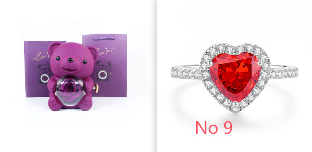 Eternal Flower Teddy Bear Jewelry Box – Romantic Gift for Girlfriend & Wife