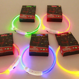 USB Rechargeable LED Pet Collar – Flashing Glowing Dog Necklace for Safe Night Walks