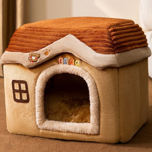 Foldable Dog House Bed – Cozy Winter Pet Bed Sofa