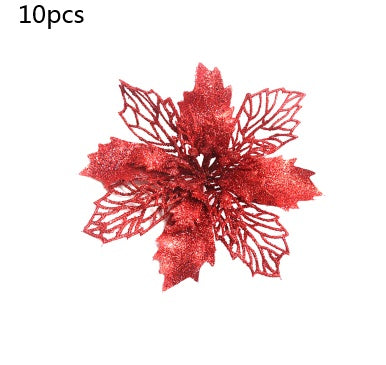 Christmas Glitter Fake Flowers – Festive Tree Decorations for Home & Party Setup