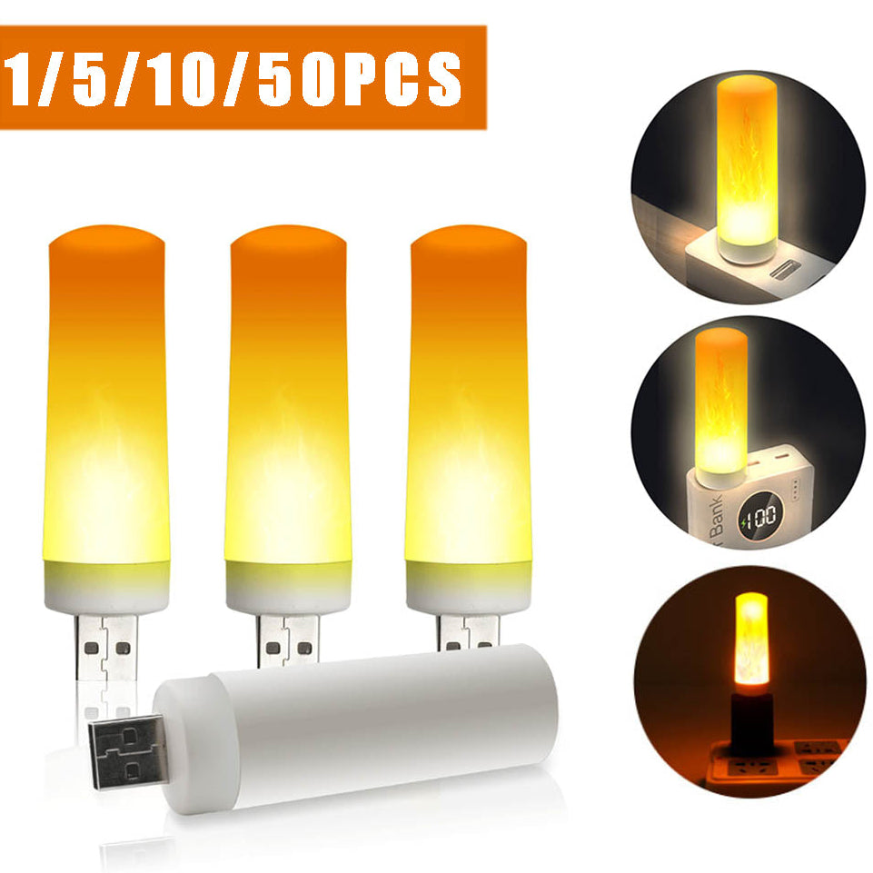 LED Flickering Flame Light USB Lamp – Atmosphere Night Light | Camping & Cozy Room Decor