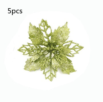 Christmas Glitter Fake Flowers – Festive Tree Decorations for Home & Party Setup