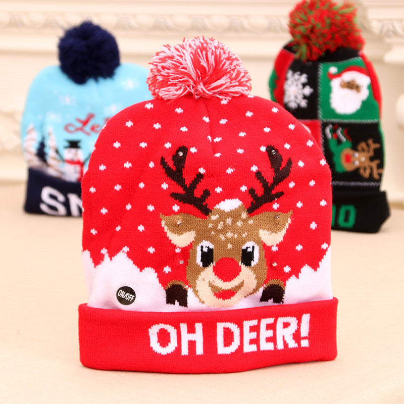 Christmas LED Knitted Hat Beanie – Light Up Festive Winter Cap for Kids Holiday Decor