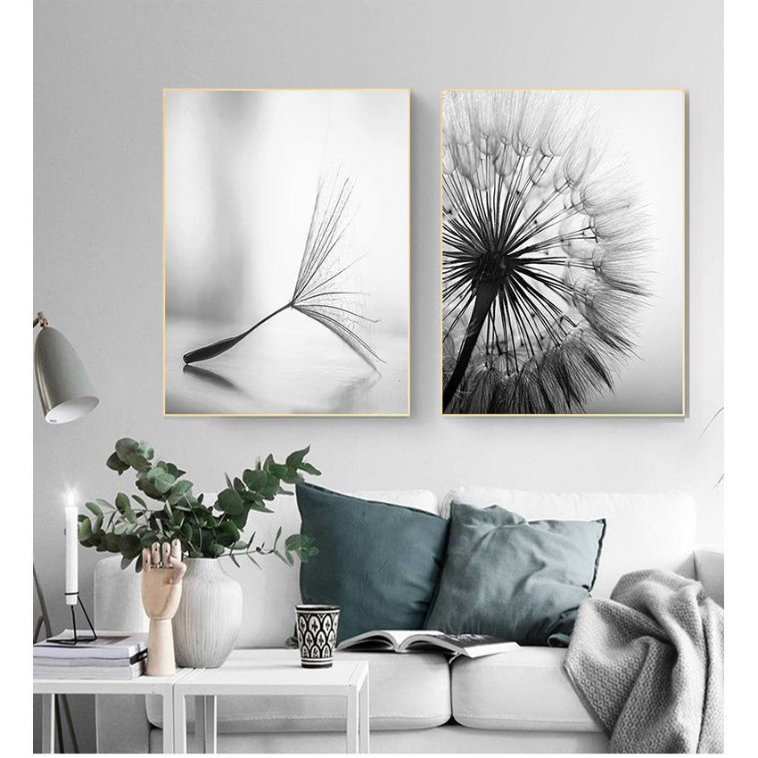 Frameless Abstract Flower Wall Art – Dandelion Canvas Painting Home Decor