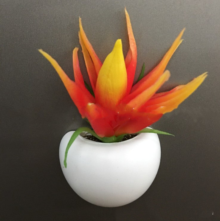 Mini Artificial Succulent Fridge Magnets – Decorative Plant Refrigerator Stickers
