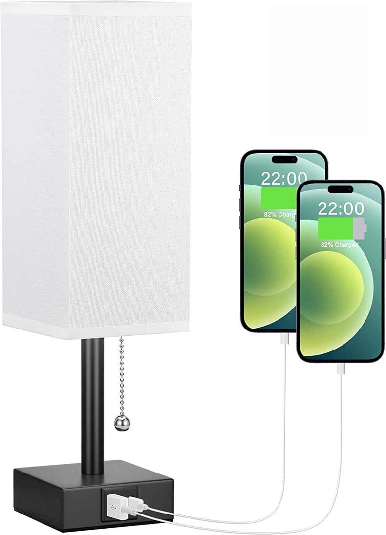 Bedside Table Lamp with 3 Brightness Levels & USB Charging