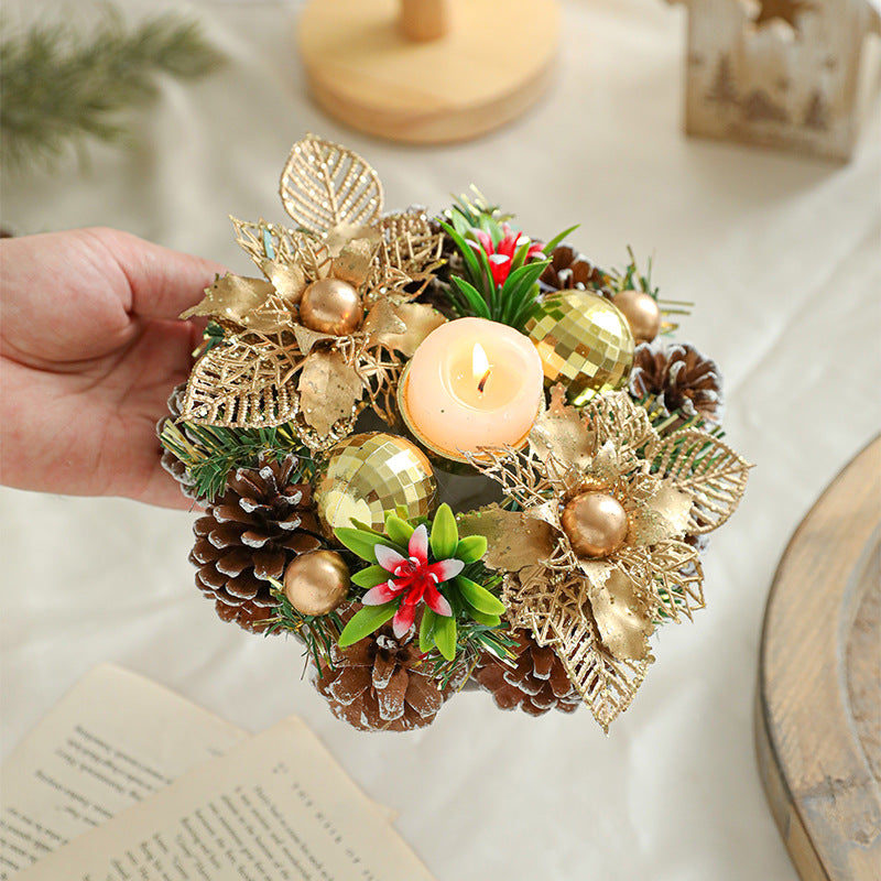 Christmas Table Wreath – Candle Holder Centerpiece for Festive Home Decor