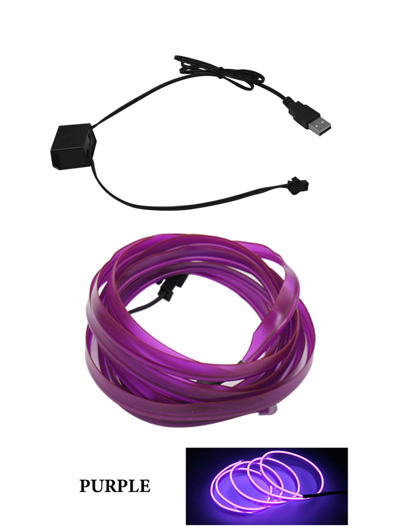 LED Car Interior Ambient Lighting Strip – USB Mood Light Decoration for Dashboard & Doors