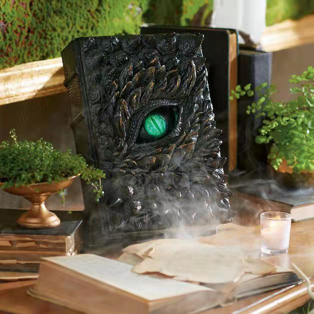 Halloween Dragon Book Sculpture – Realistic Fantasy Decor for Home & Room Styling