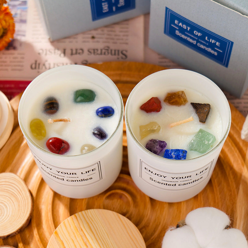 Elegant Aromatherapy Candle Gift Box – Natural Crystal Soy Wax Smokeless Home Fragrance