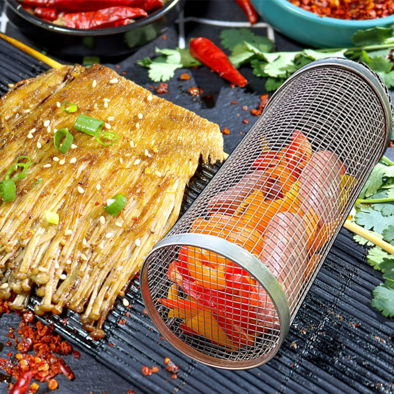 BBQ Rolling Grill Basket – Portable Barbecue Cooking Basket