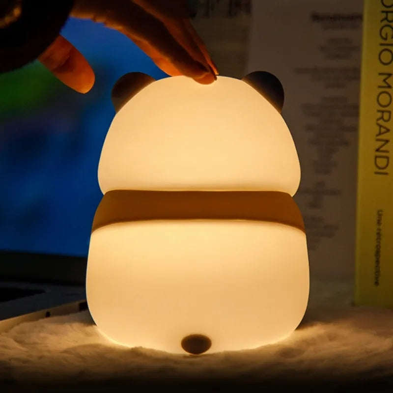 Baby Panda Night Light Silicone LED Cute Lamp for Kids Sleep Aid Bedroom Nursery