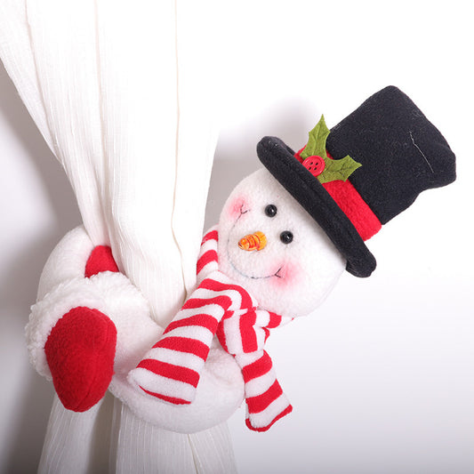 Snowman Curtain Buckle Christmas Decor Velcro – Holiday Home Styling Tieback Holder