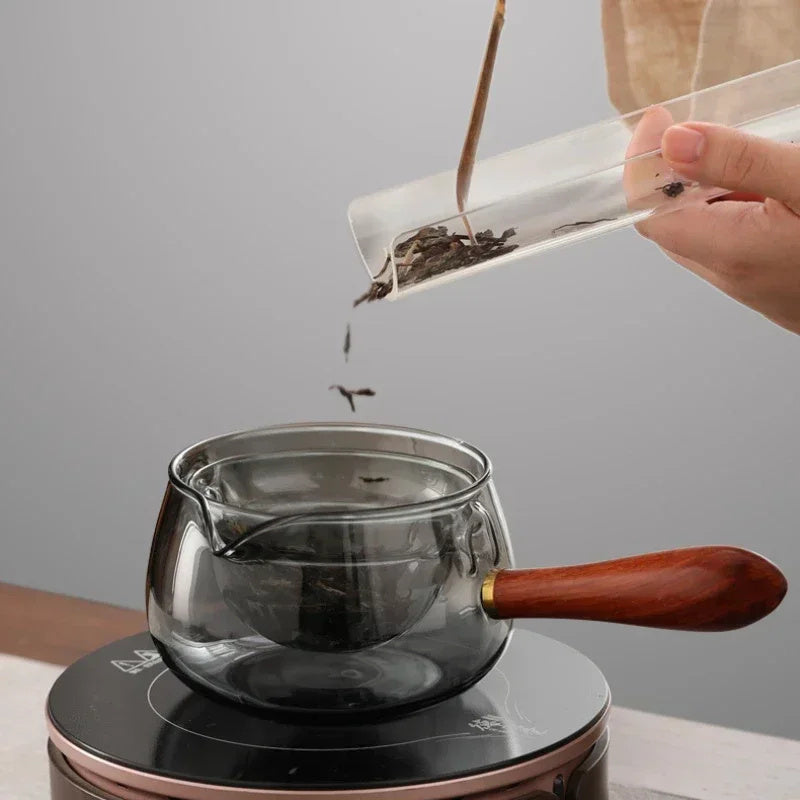 Modern Glass Teapot with Infuser – Rotary Semi Automatic Heat Resistant Tea Brewer Tool