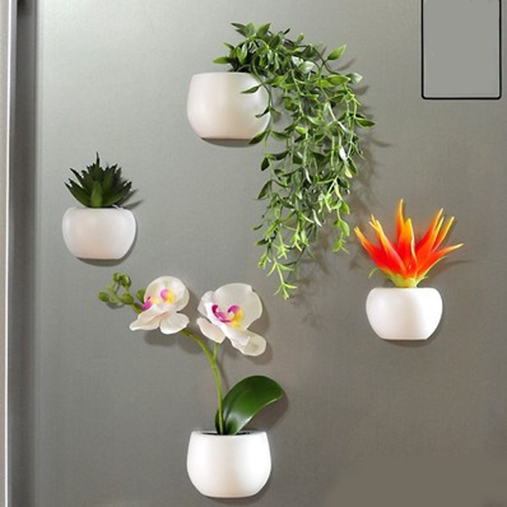 Mini Artificial Succulent Fridge Magnets – Decorative Plant Refrigerator Stickers