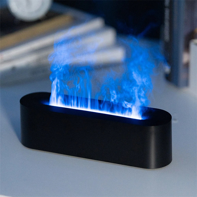 Home Spa Flame Aroma Diffuser – Ultrasonic Humidifier LED Fire Mist Maker Essential Oil Diffuser