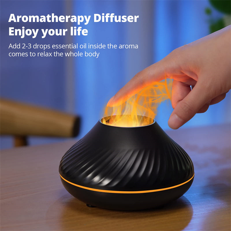 Volcanic Fire Mist Diffuser – USB Essential Oil Humidifier with Color LED Flame Night Light