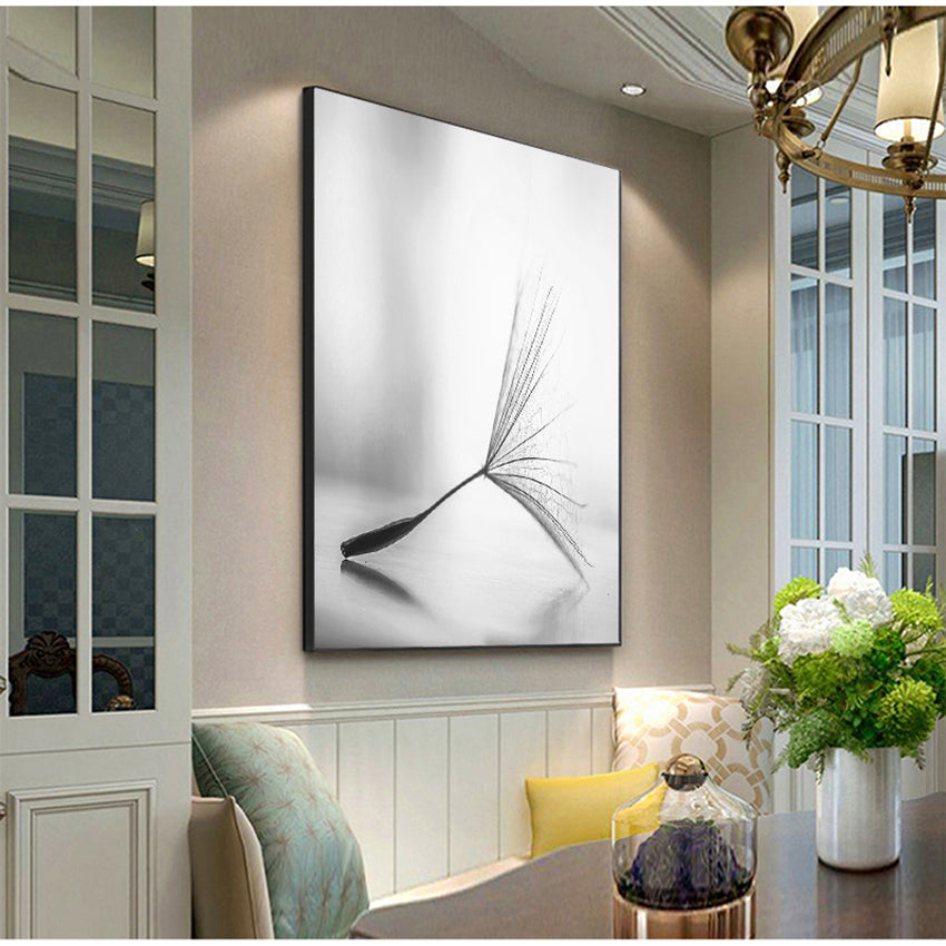 Frameless Abstract Flower Wall Art – Dandelion Canvas Painting Home Decor