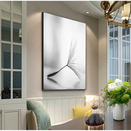 Frameless Abstract Flower Wall Art – Dandelion Canvas Painting Home Decor