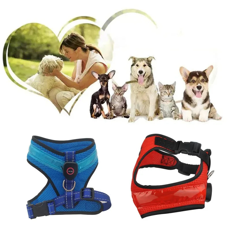 Reflective LED Dog Harness – Night Safety Light Up Vest for Dogs
