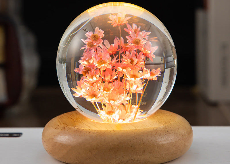 Crystal Ball Flower Night Lamp – LED Ambient Light for Bedroom