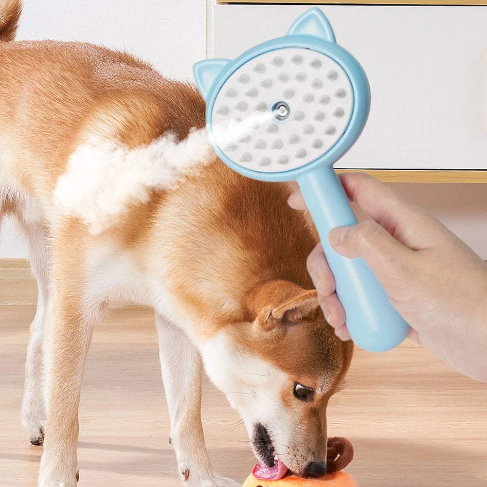 Smart Pet Grooming Brush with Mist – Self Cleaning Dog & Cat Detangling & Deshedding Comb