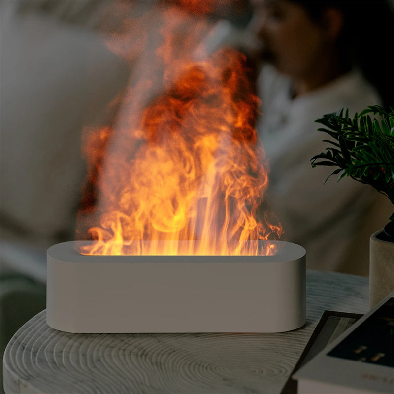 Home Spa Flame Aroma Diffuser – Ultrasonic Humidifier LED Fire Mist Maker Essential Oil Diffuser