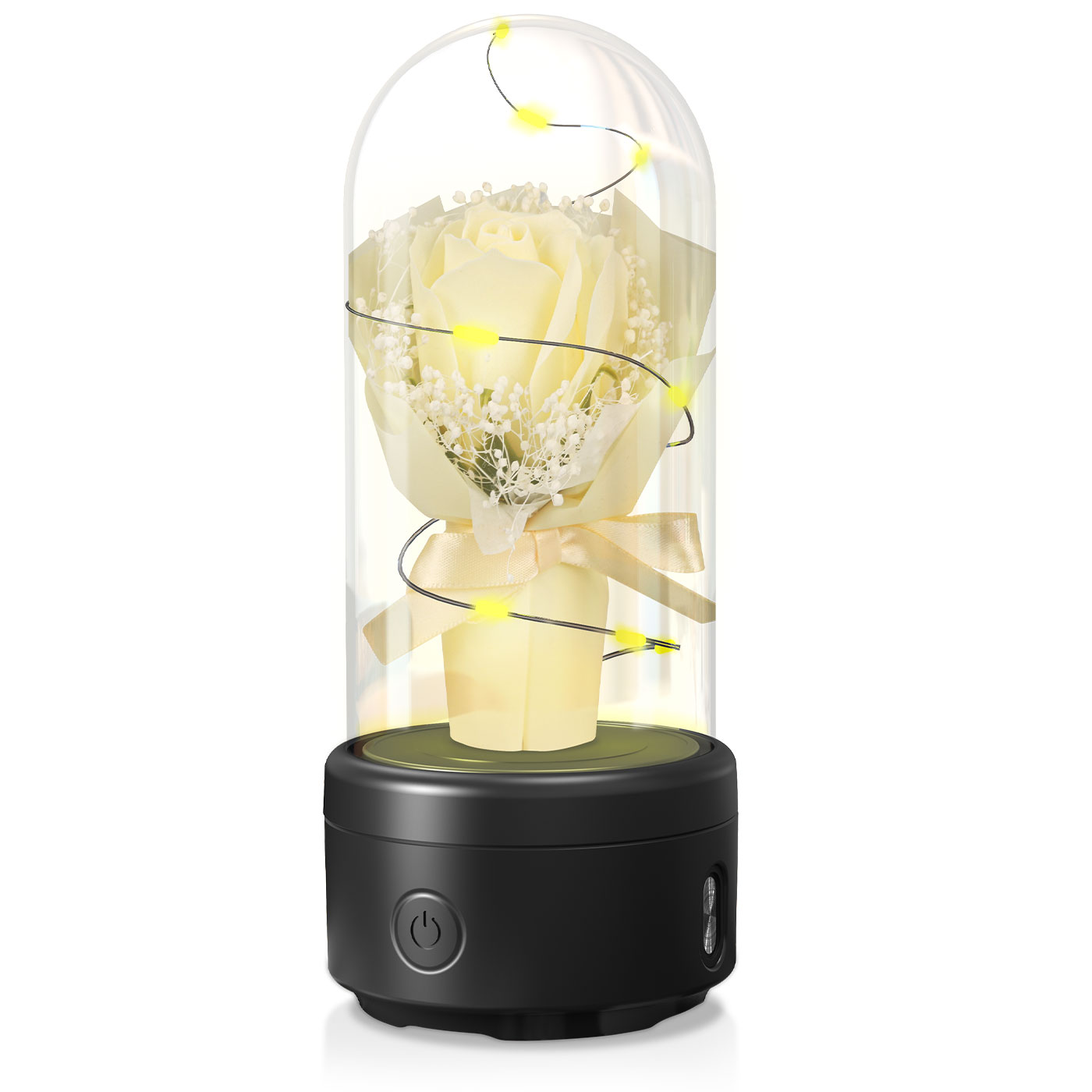 LED Rose Night Lamp Bluetooth Speaker – Elegant Romantic Gift for Mother’s Day & Bedroom Decor
