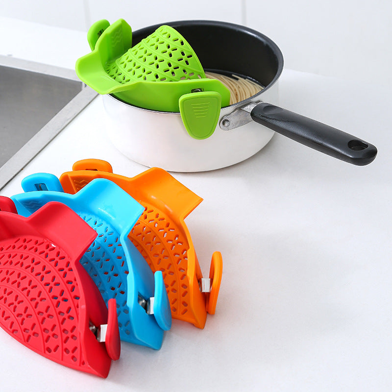 Silicone Pot Strainer Clip – Easy Drain Stopper for Mess-Free Cooking