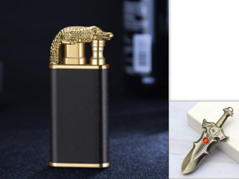 Windproof Jet Flame Torch Lighter – Creative Dolphin Dragon Tiger Double Fire Metal Refillable Lighter