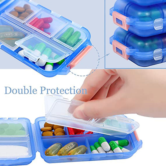 Moisture Proof Pill Organizer – 10 Grid Portable Medicine Box for Travel & Daily Health Use