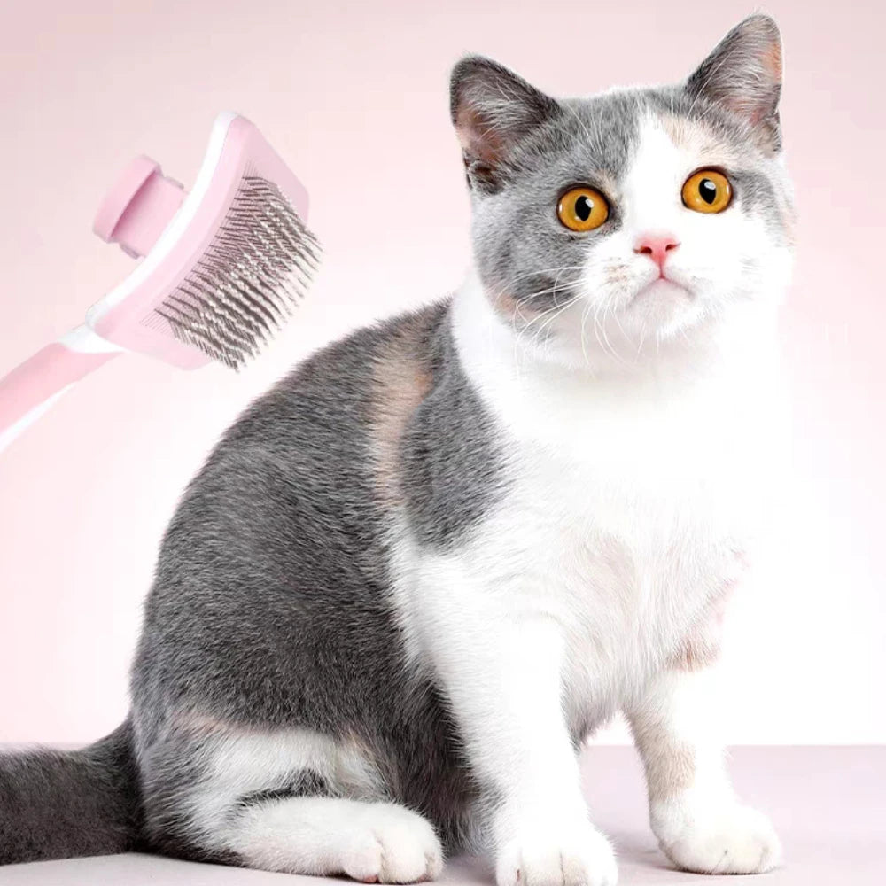 Professional Self-Cleaning Pet Brush – Dog Cat Hair Removal & Deshedding Tool