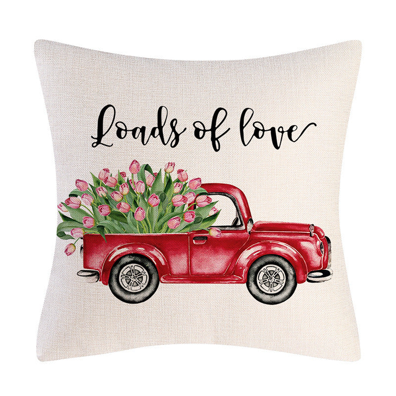 Valentine’s Day Linen Pillowcase – Romantic Holiday Decorative Throw Pillow Cover