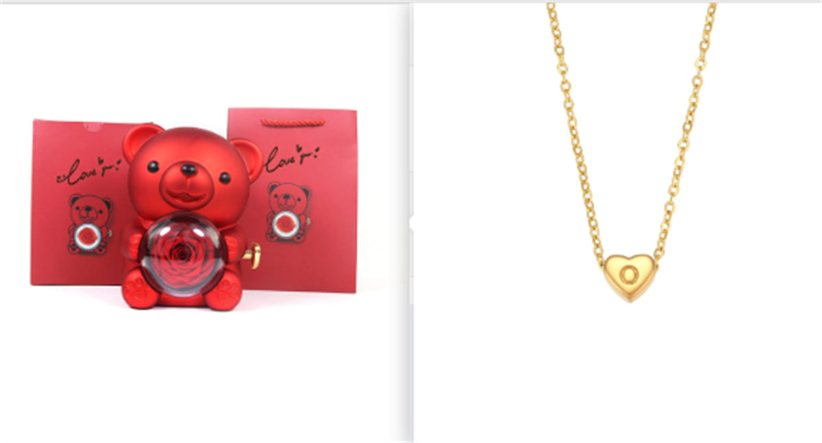 Eternal Flower Teddy Bear Jewelry Box – Romantic Gift for Girlfriend & Wife