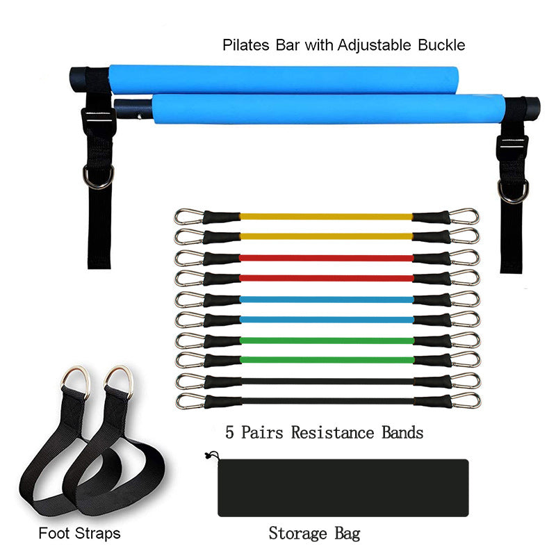 Portable Pilates Bar with Resistance Bands – Home Gym Fitness Equipment