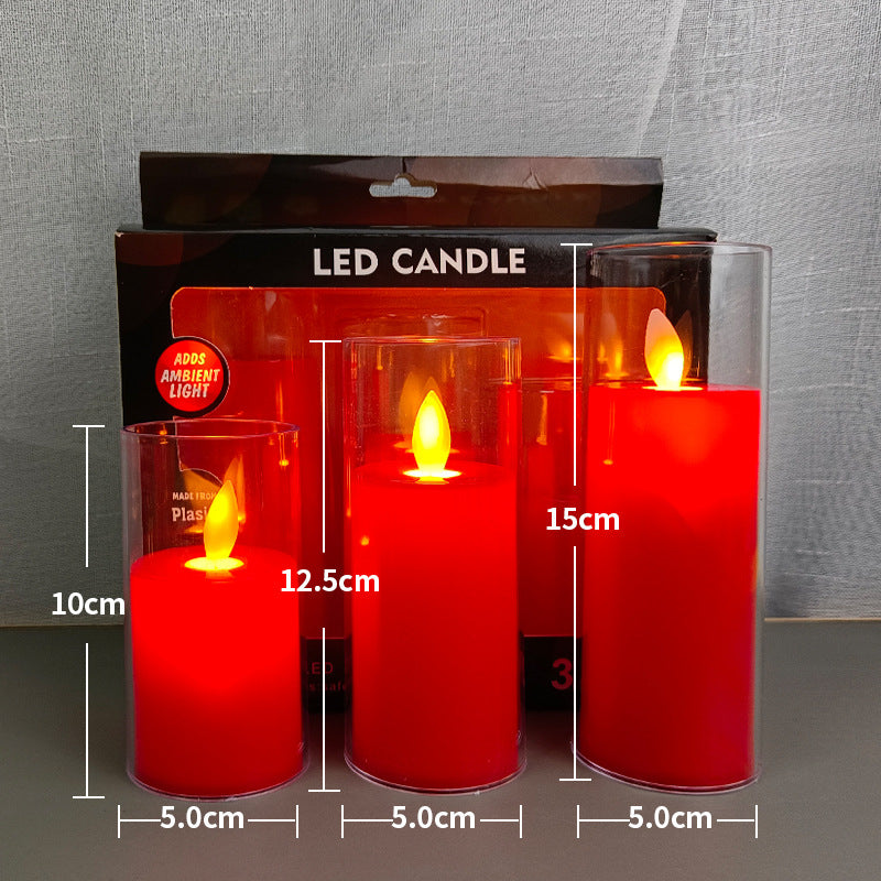 LED Simulation Candle Lamp – Glass Cup Ambient Light, Holiday Decoration