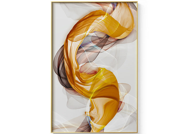 Contemporary Abstract Yellow Grey Wall Art Painting Canvas Home Decor Luxury Style