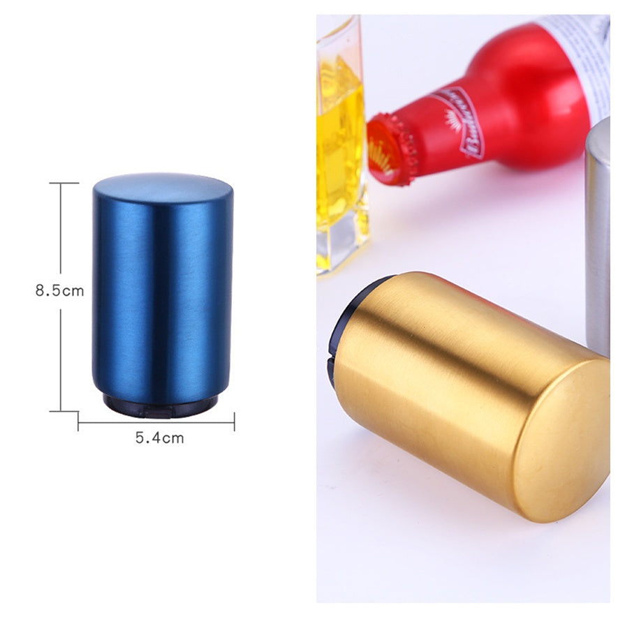 Automatic Beer Bottle Opener – Brushed Metal Magnetic Bar Tool for Home & Kitchen