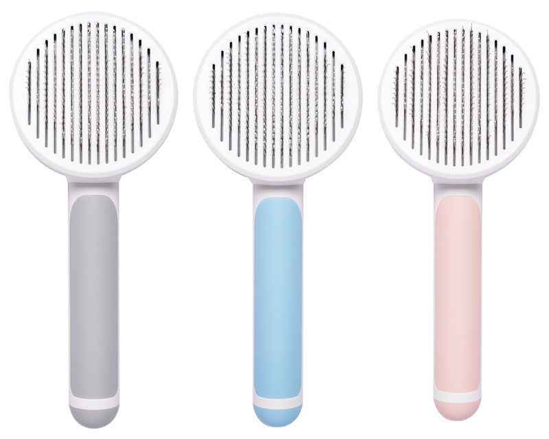 Pet Shedding Comb – Round Handle Grooming Tool for Tangle-Free Fur