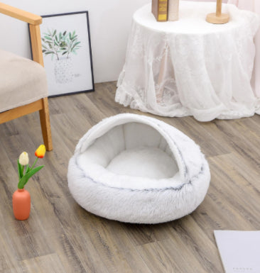 Cozy Round 2‑in‑1 Cat & Dog Bed – Warm Winter Pet Bed, Plush Soft Comfort House